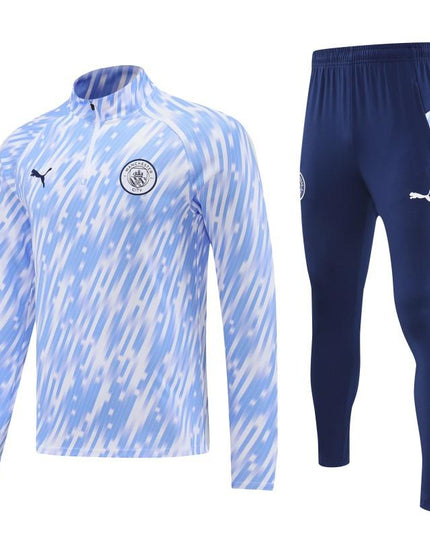 Fato de Treino Manchester City White with Sky Blue Diagonal Stripes